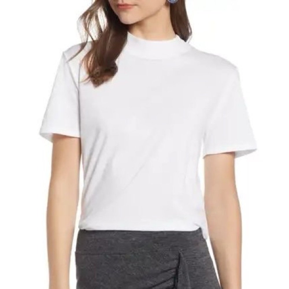 Something Navy Mock Neck Cotton Tee